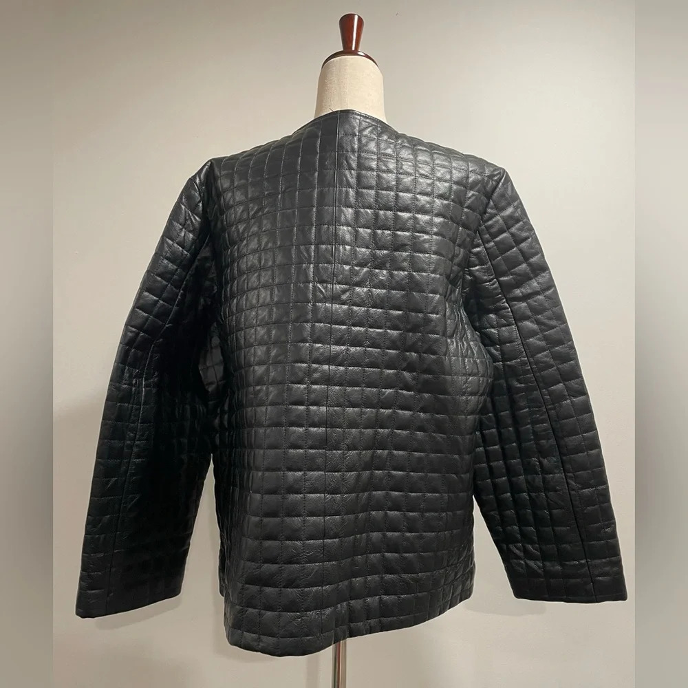 NWOT Pamela McCoy black quilted leather jacket. Size 2x. - Picture 3 of 16